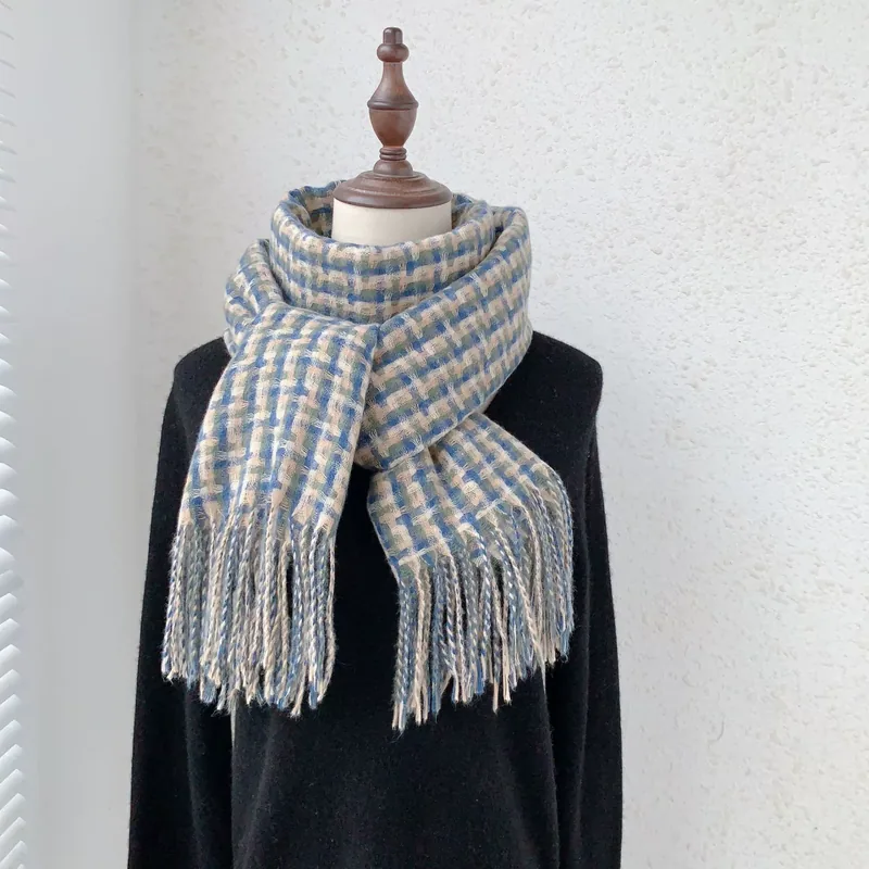 Fleece Plaid Fringe Scarf