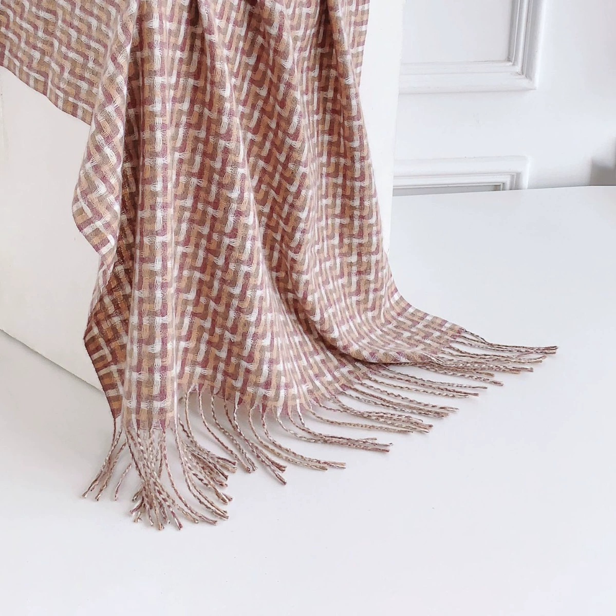 Fleece Plaid Fringe Scarf view 2