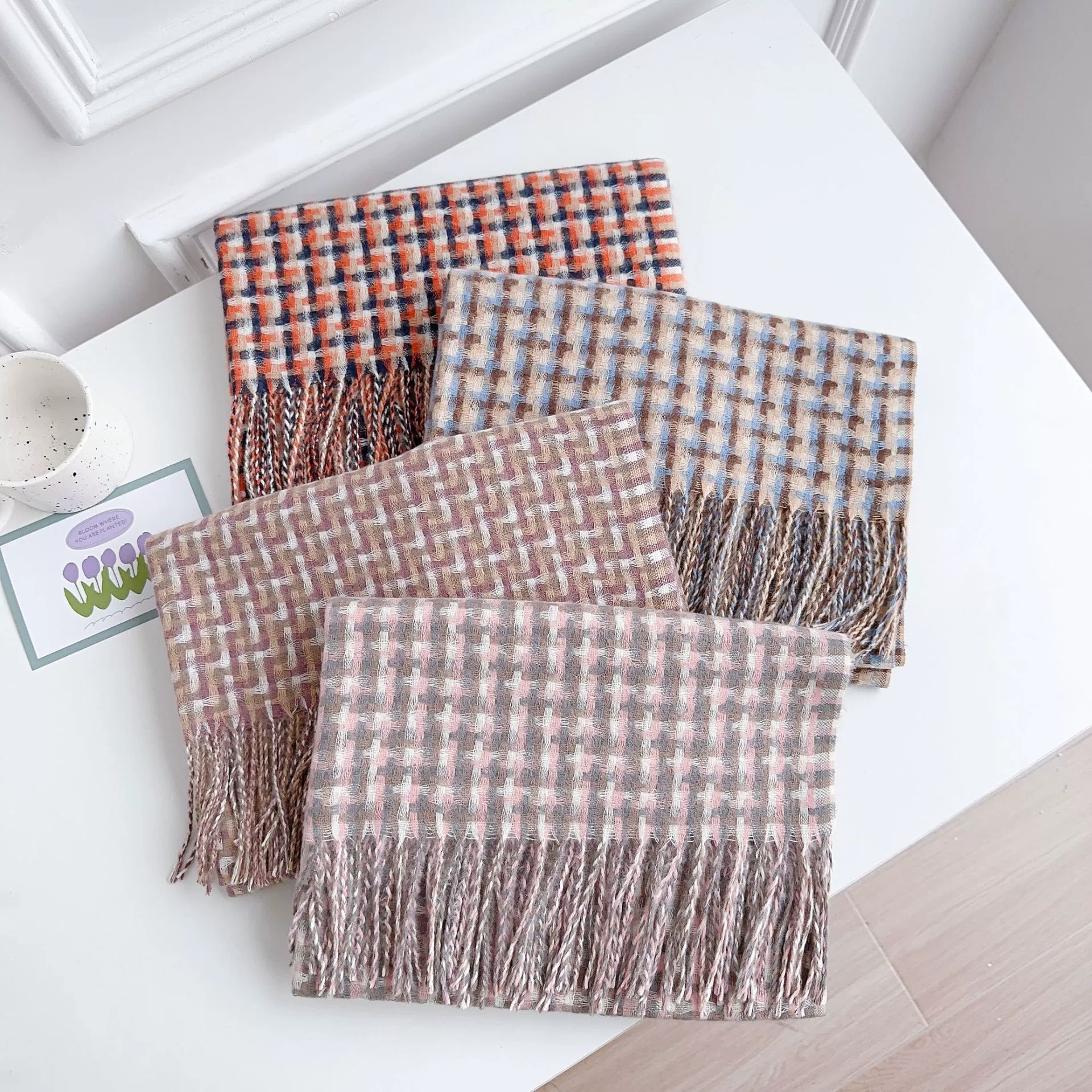 Fleece Plaid Fringe Scarf view 3