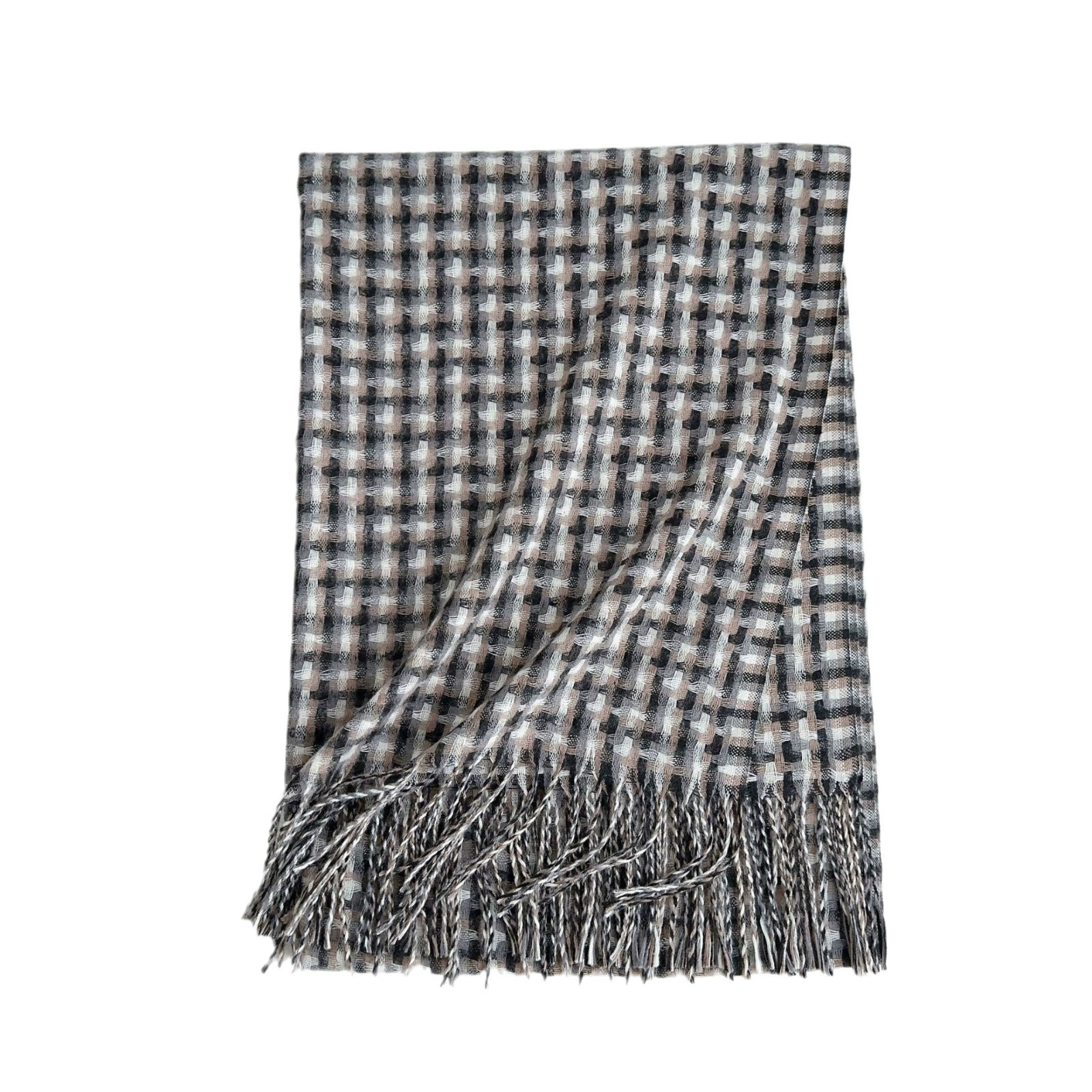 Fleece Plaid Fringe Scarf view 5
