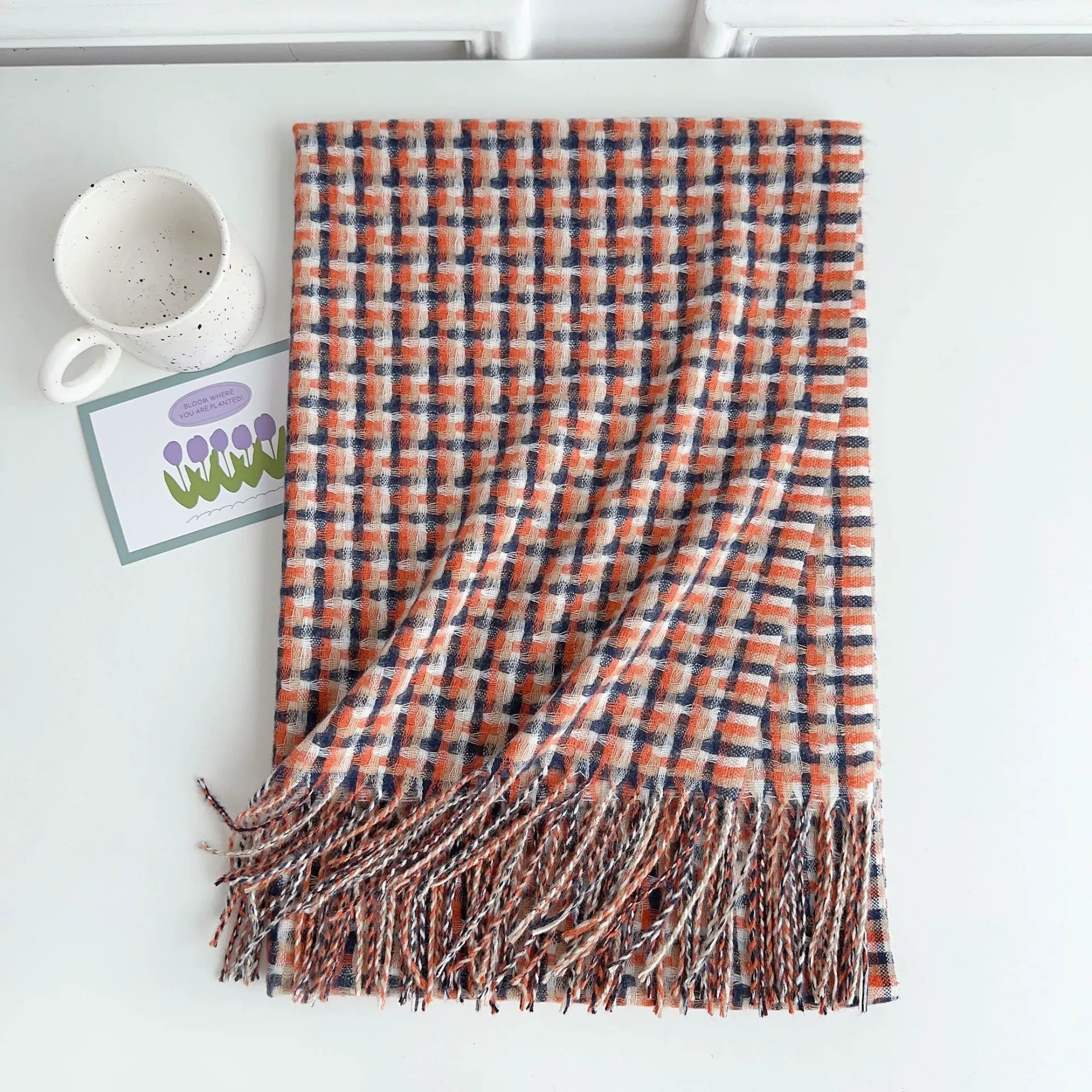 Fleece Plaid Fringe Scarf view 6