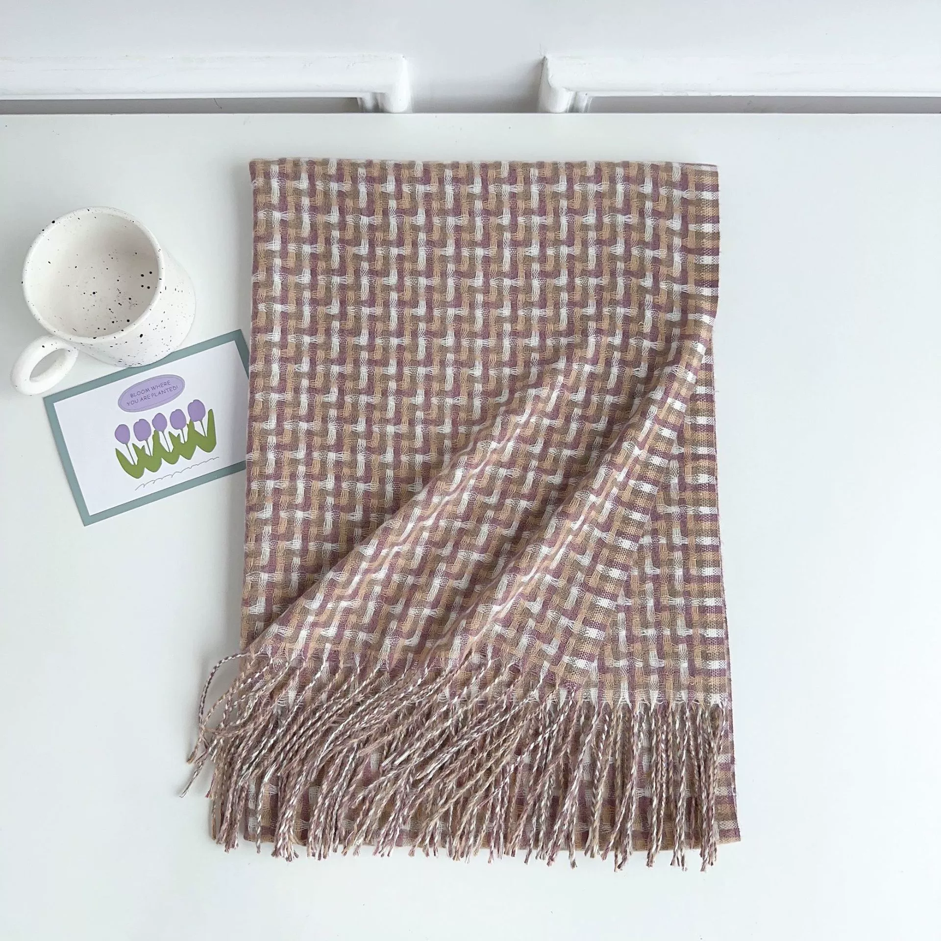 Fleece Plaid Fringe Scarf view 8