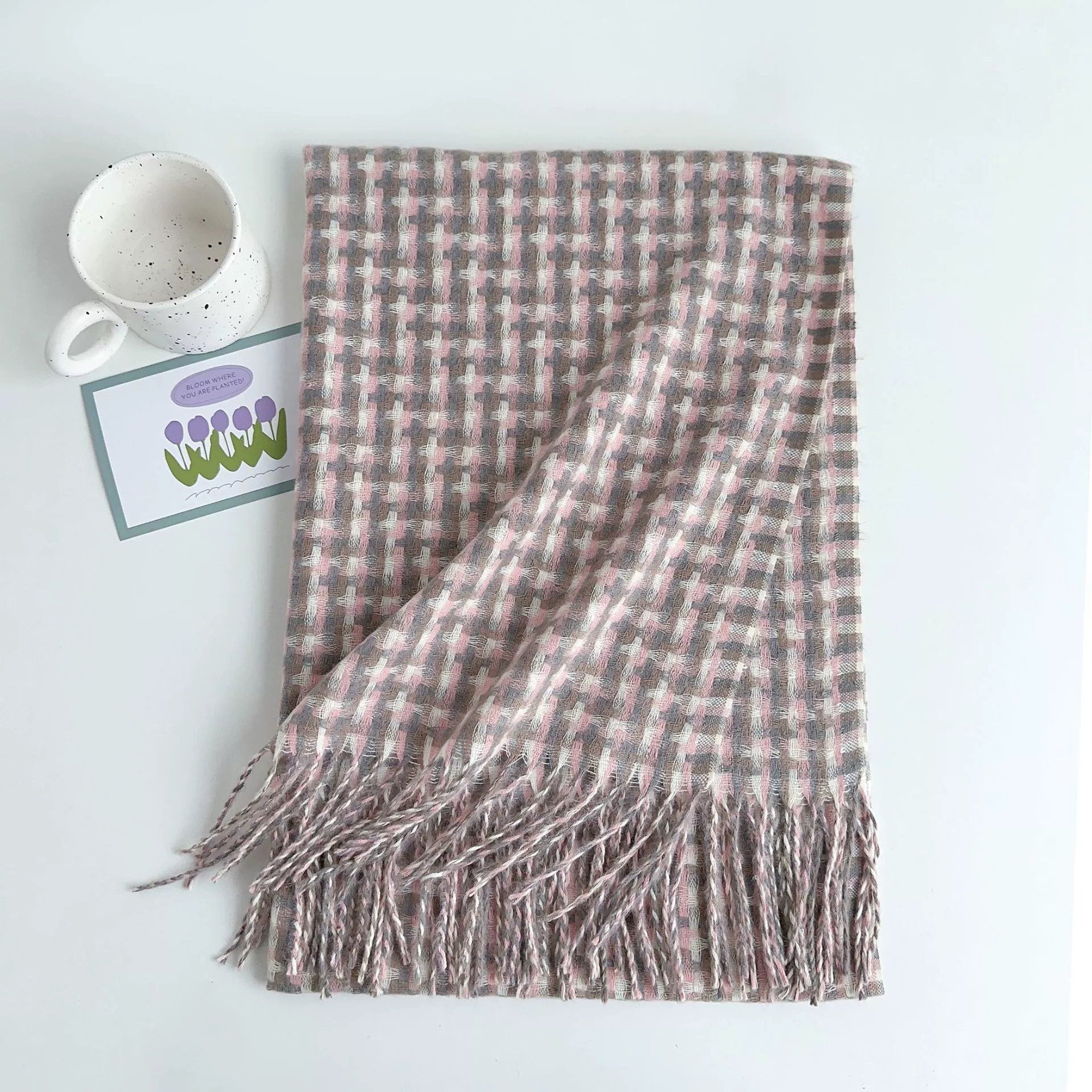 Fleece Plaid Fringe Scarf view 9