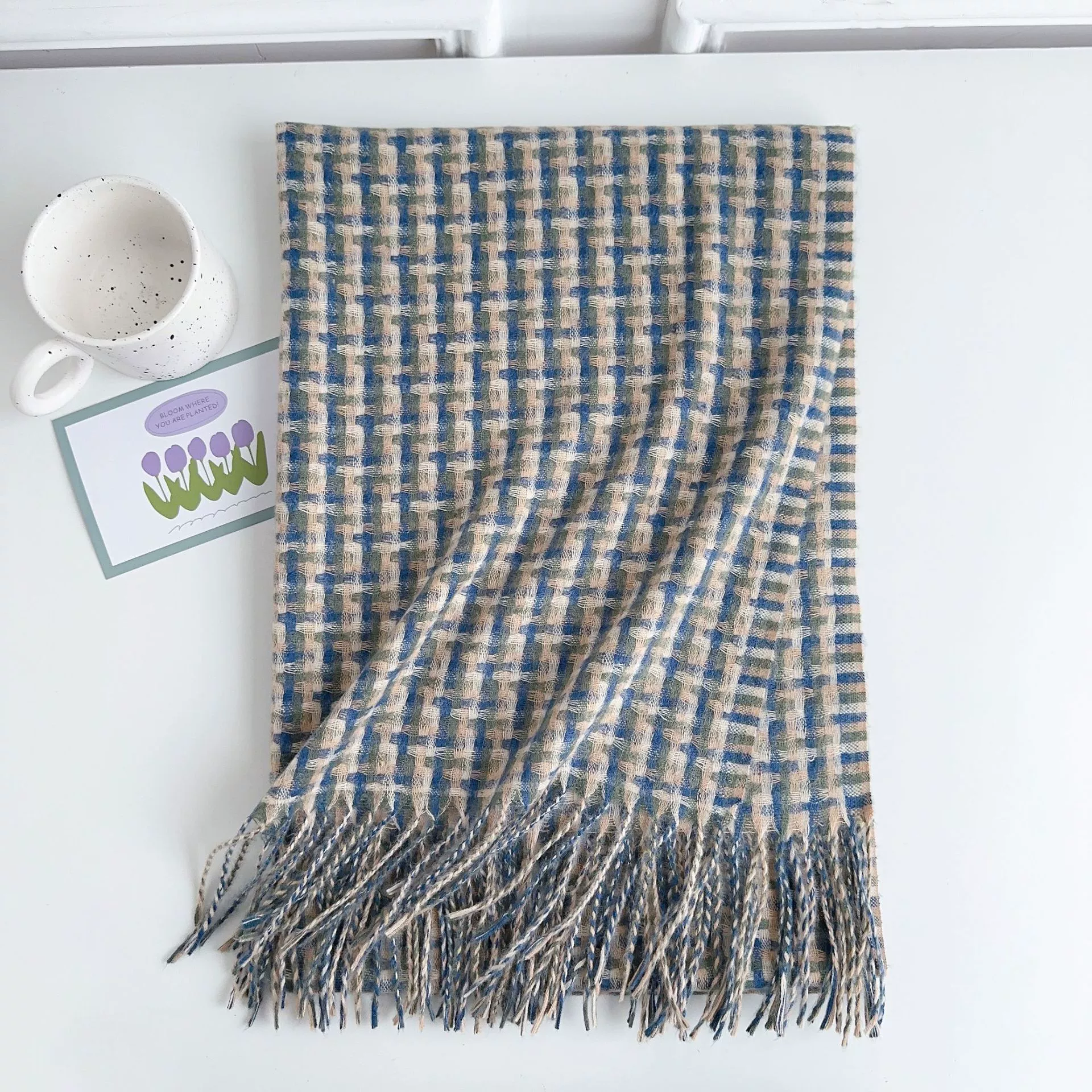 Fleece Plaid Fringe Scarf view 10