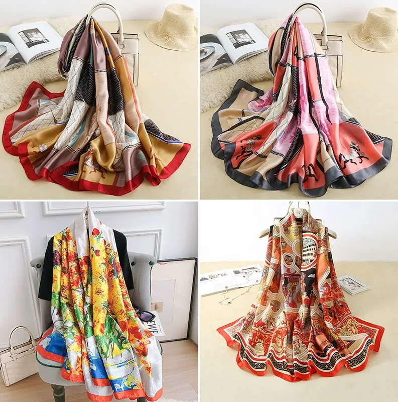 Red Print Chiffon Scarf