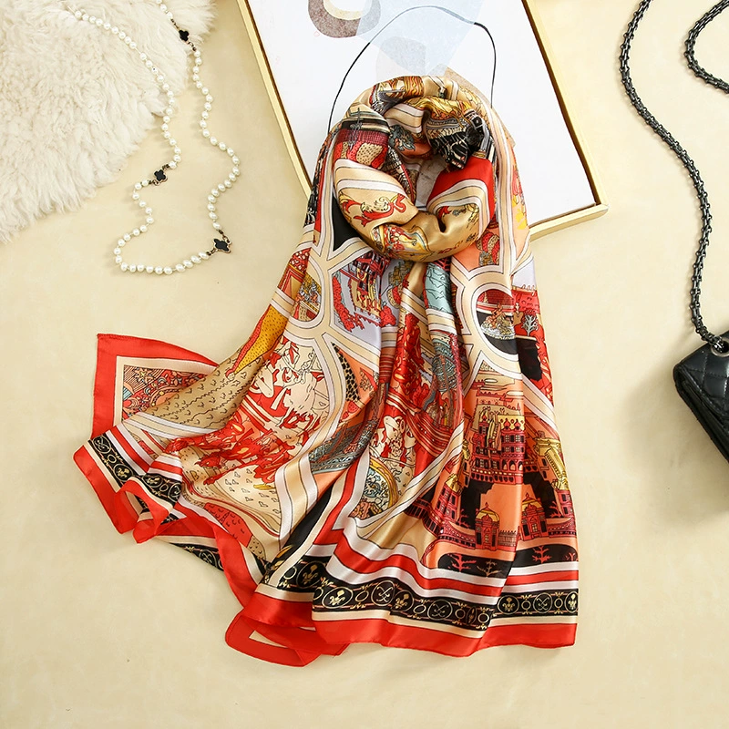 Cachecol de chiffon estampado vermelho view 2