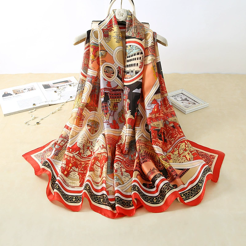 Cachecol de chiffon estampado vermelho view 8