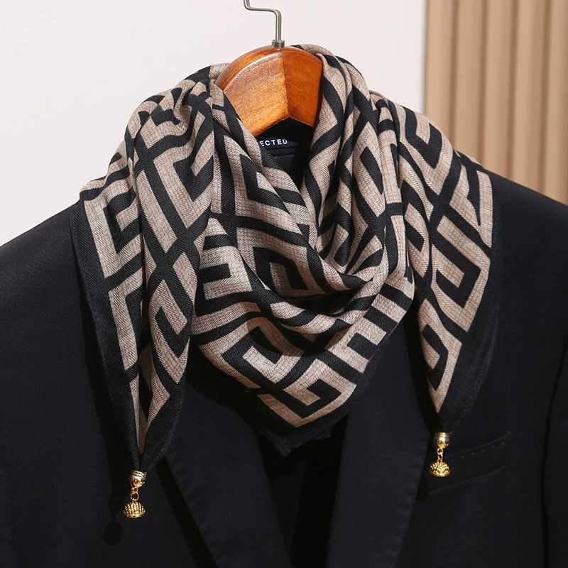 Magnetic Buckle Scarf with Gold Balls view 7