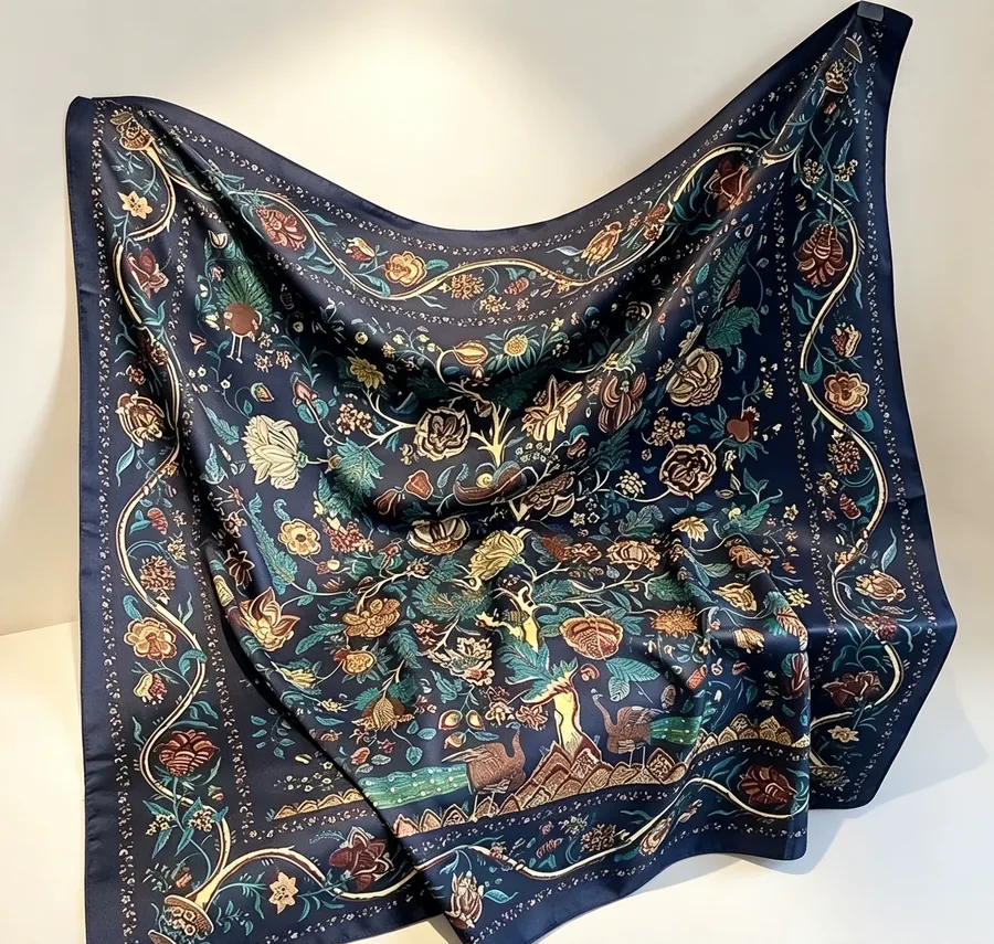 Vintage Print Square Scarf for Women view 6