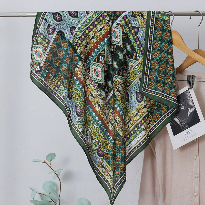 Vintage Print Square Scarf for Women view 8