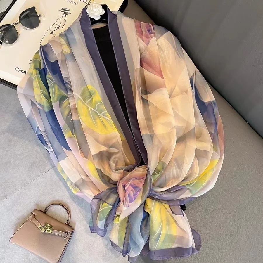 Printed Sheer Beach Wrap Scarf for Women view 2