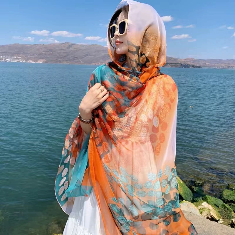 Printed Sheer Beach Wrap Scarf for Women view 6