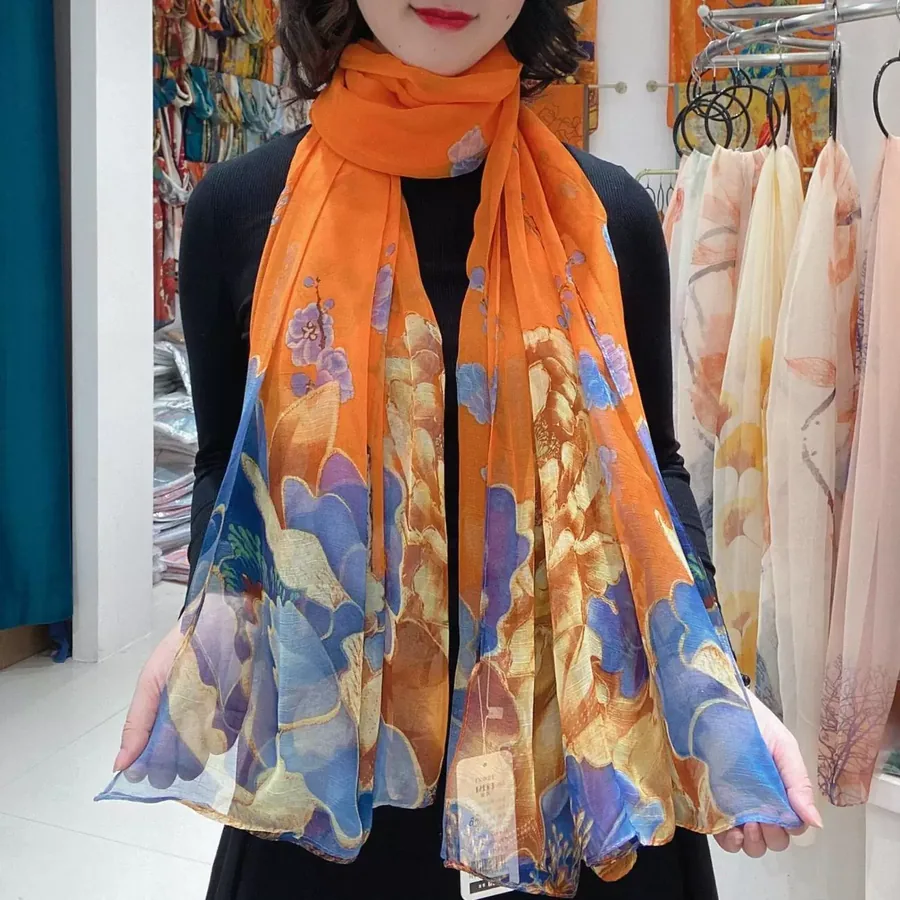Printed Sheer Beach Wrap Scarf for Women view 7