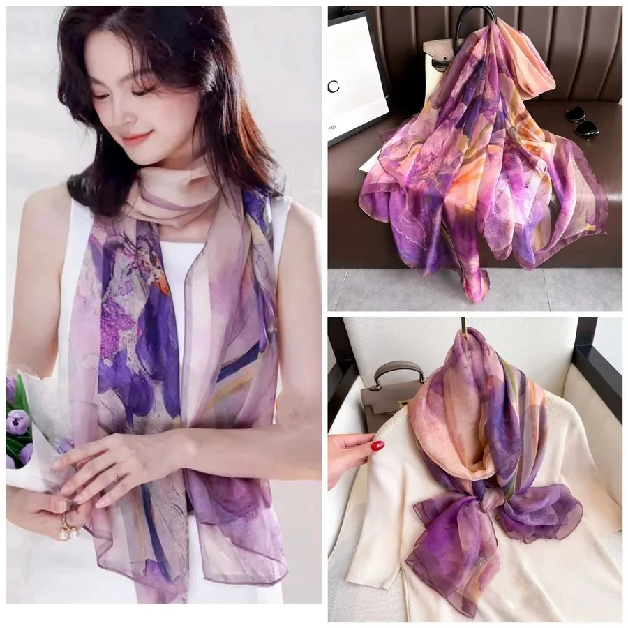 Printed Sheer Beach Wrap Scarf for Women view 10