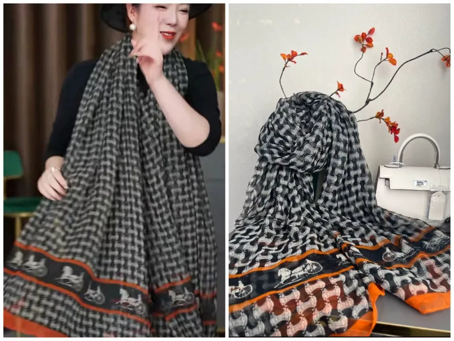 Printed Sheer Beach Wrap Scarf for Women view 12