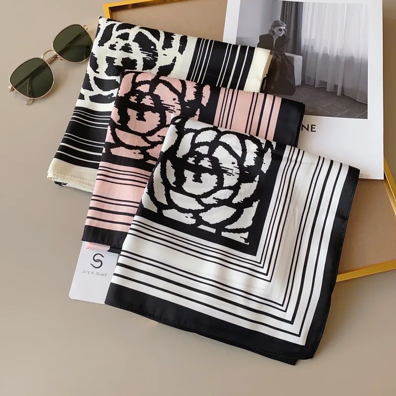 Silk Camellia Print 90cm Square Scarf