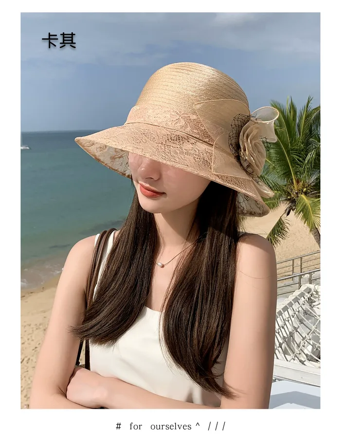 Organza Flower Bucket Hat for Women view 9