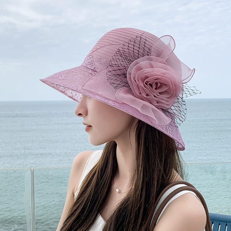 Organza Flower Bucket Hat for Women view 12