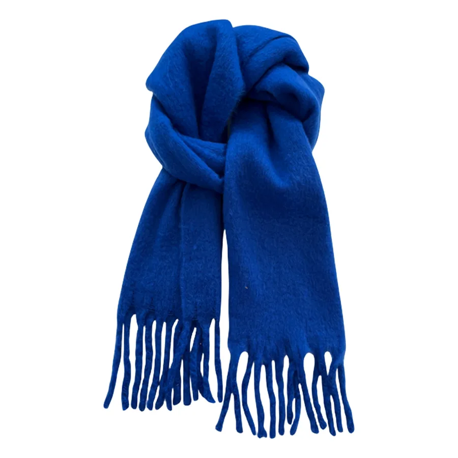 Mohair Knit Scarf with Fringe for Women view 5
