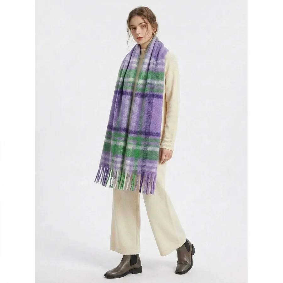 Mohair Plaid Scarf