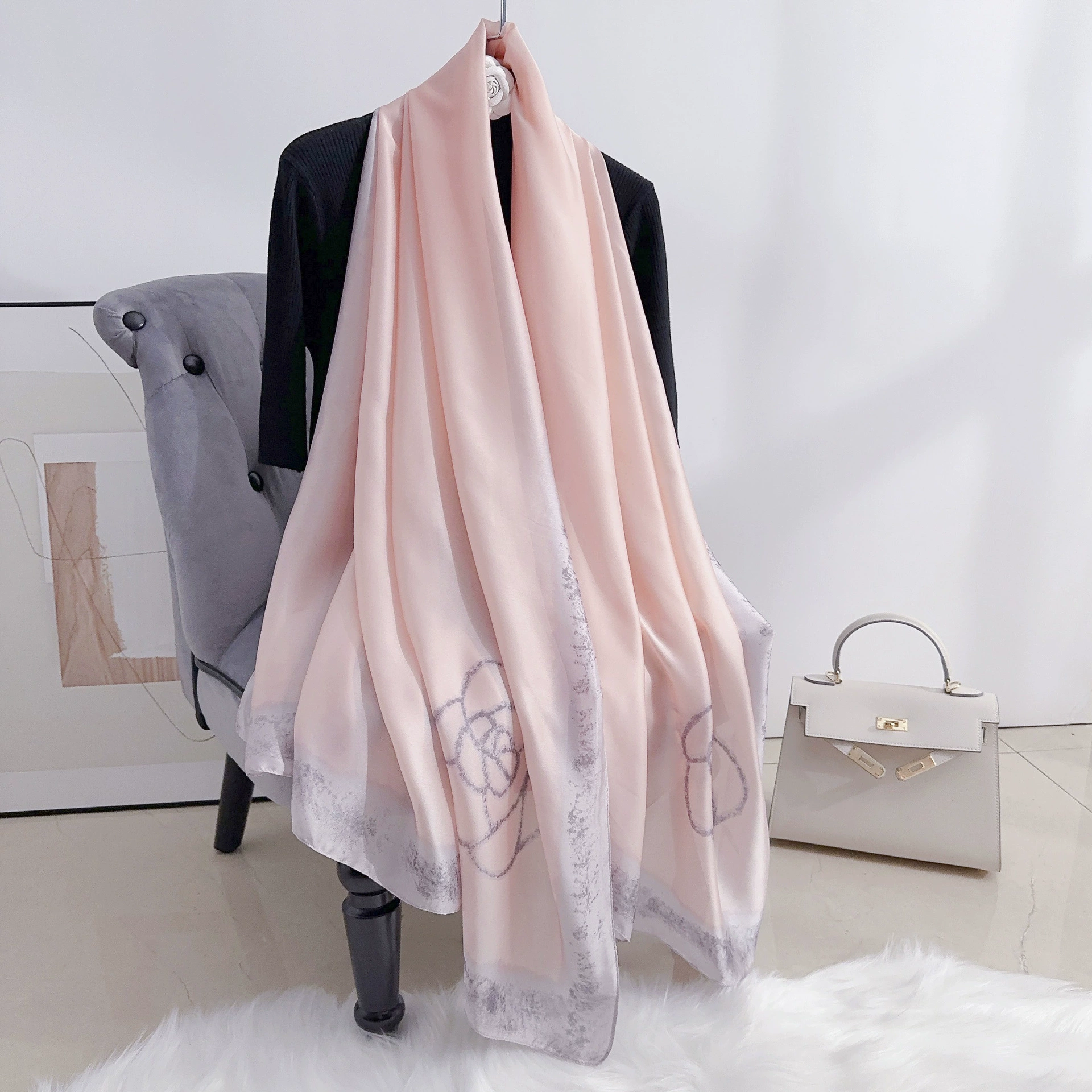 Polyester Camellia Print Shawl view 6