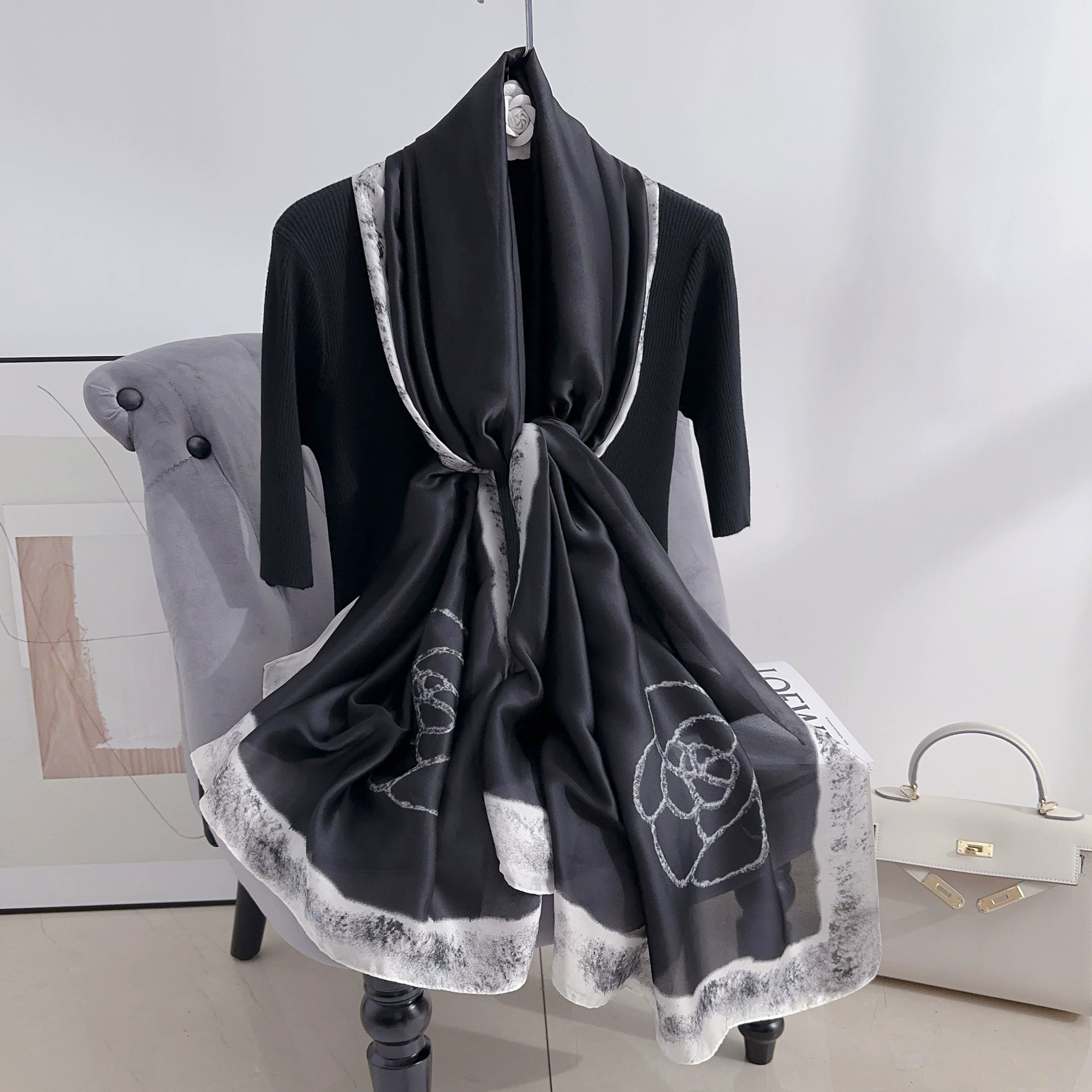 Polyester Camellia Print Shawl view 7