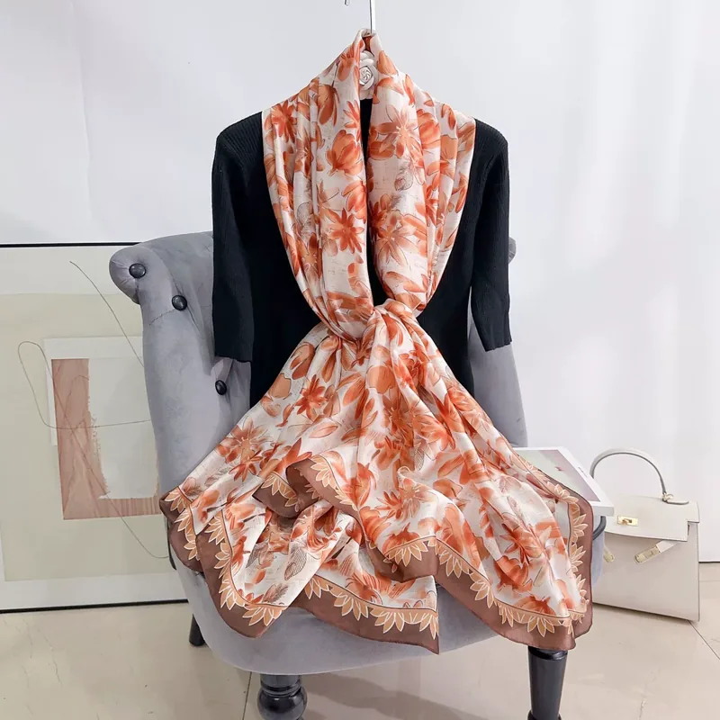 Polyester Floral Print Long Scarf