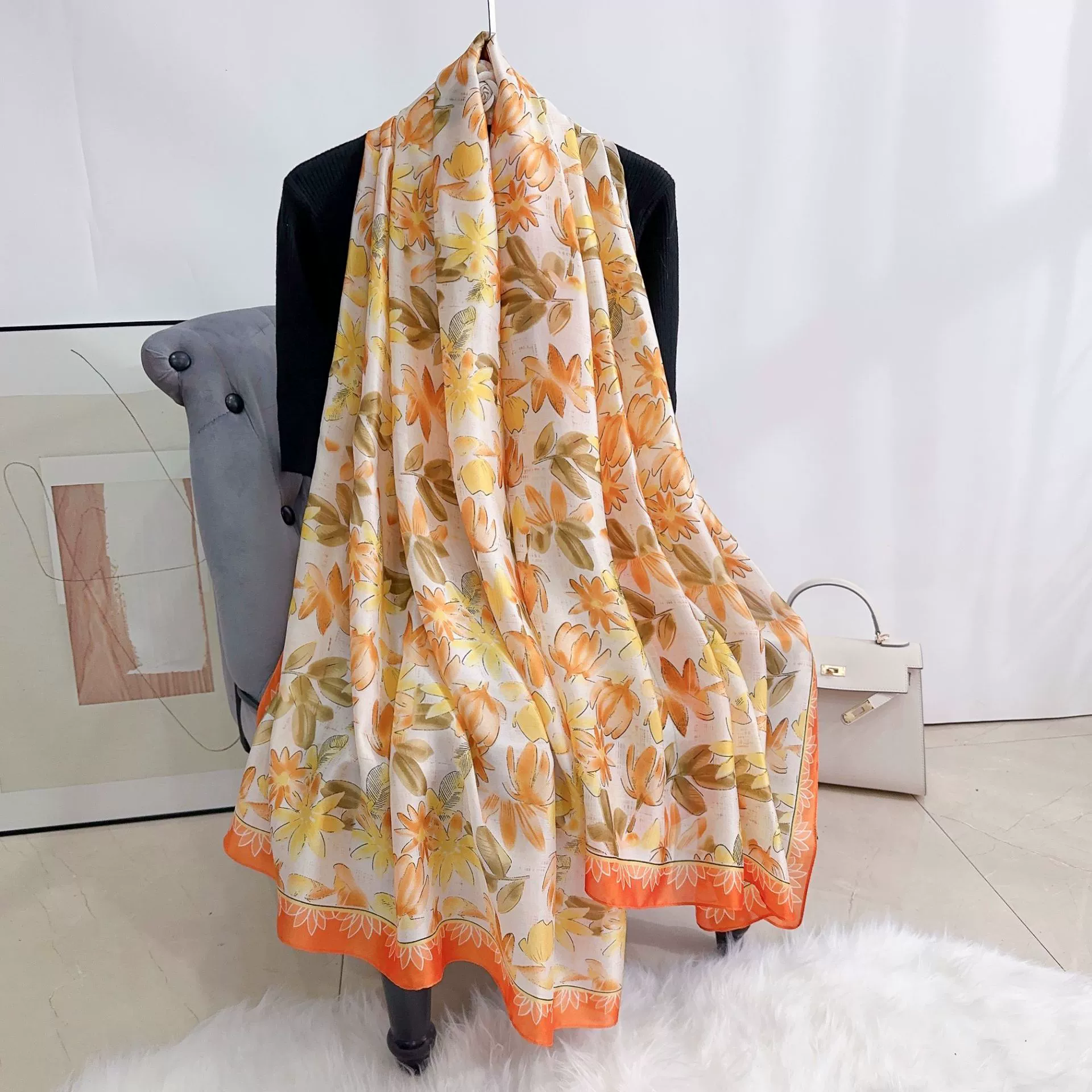 Polyester Floral Print Long Scarf view 2