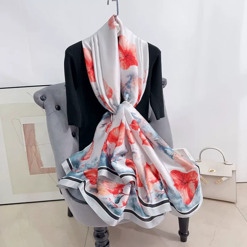 Chal de poliéster estampado floral
