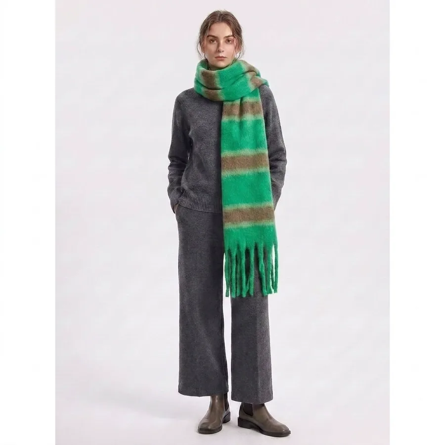 Faux Mohair Striped Scarf