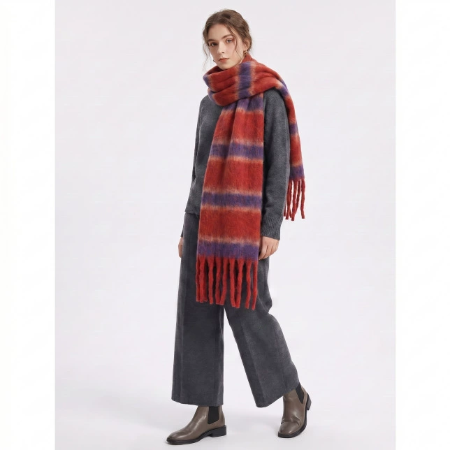 Faux Mohair Striped Scarf view 2