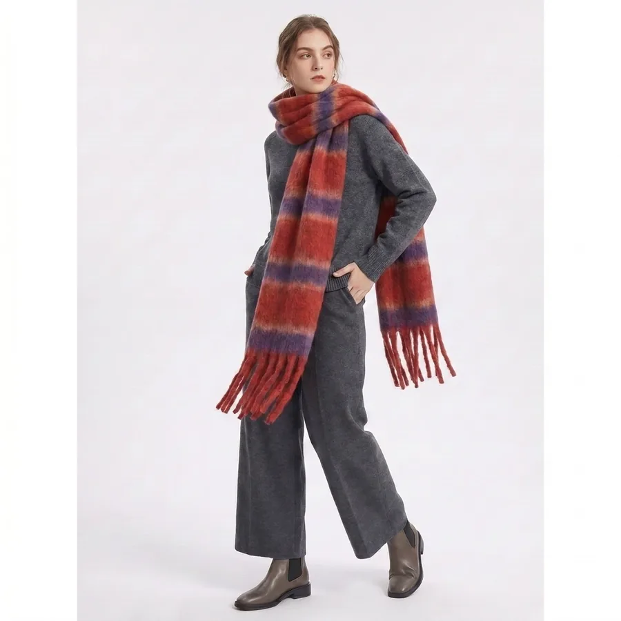 Faux Mohair Striped Scarf view 3