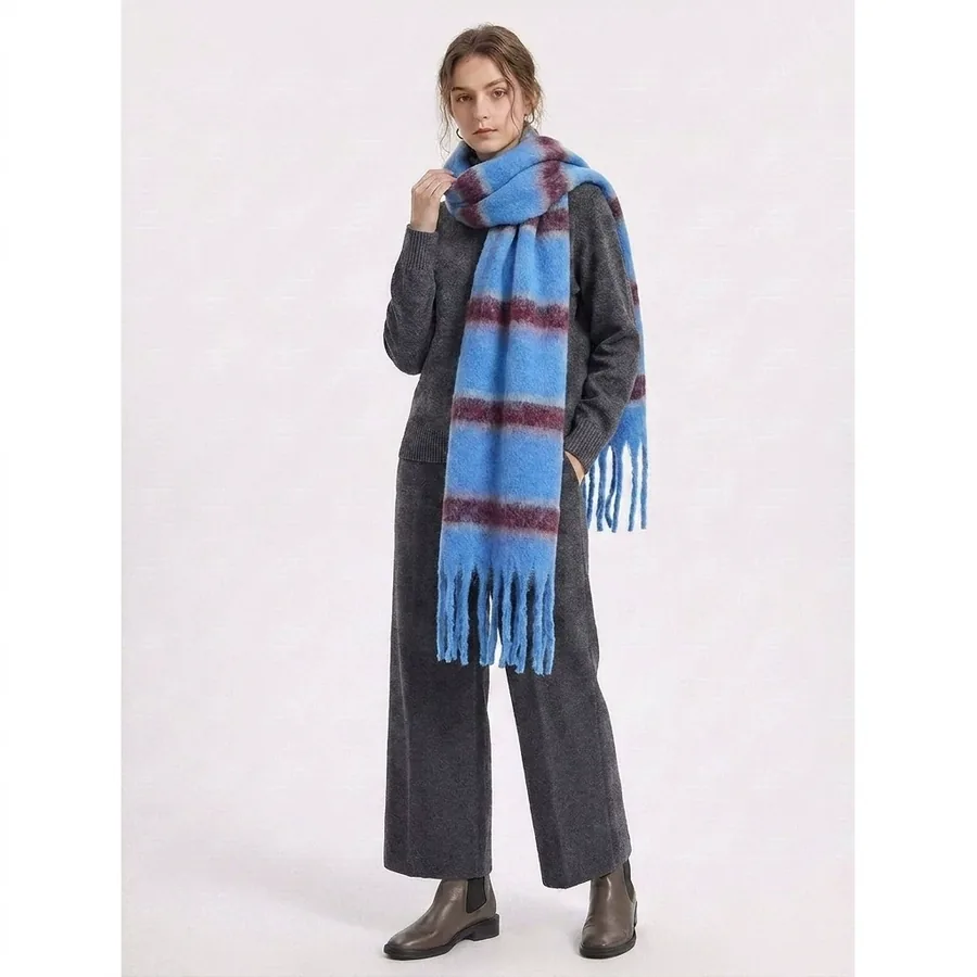 Faux Mohair Striped Scarf view 4