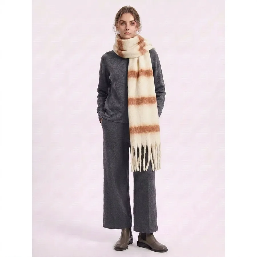Faux Mohair Striped Scarf view 7