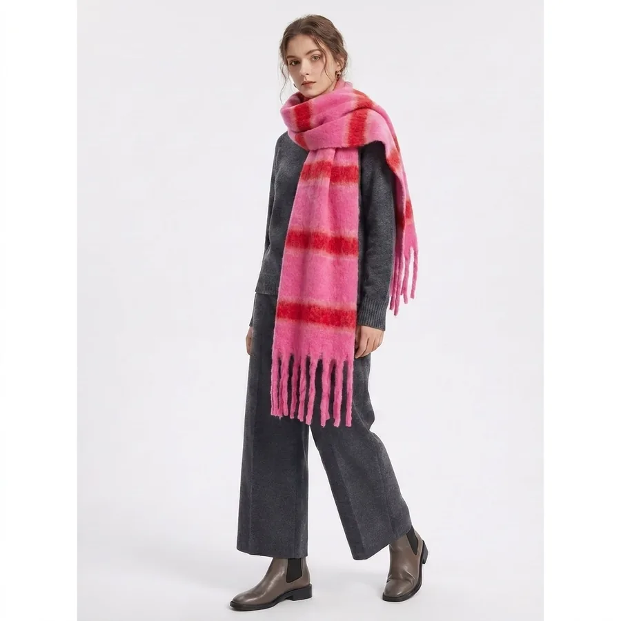Faux Mohair Striped Scarf view 8