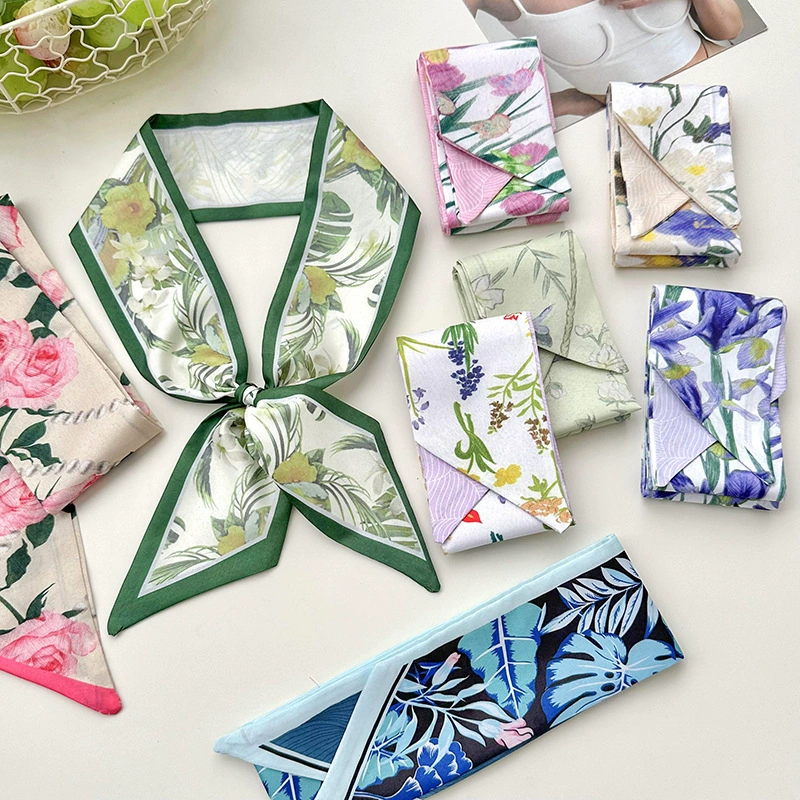Floral Satin Twilly Scarf