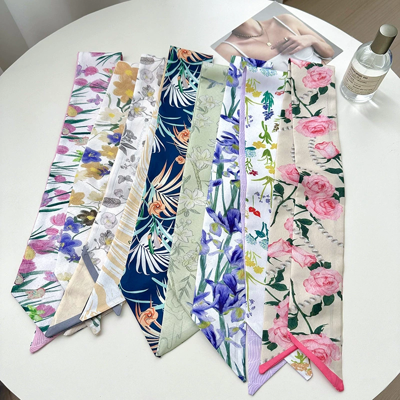 Floral Satin Twilly Scarf view 4