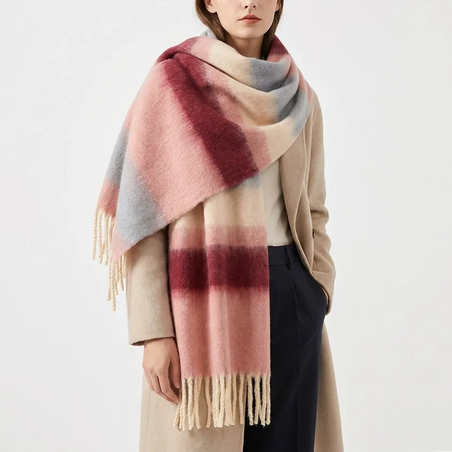 Rainbow Pom Pom Scarf view 2
