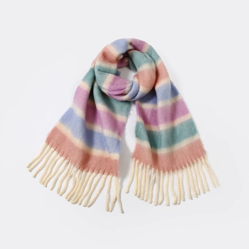 Rainbow Pom Pom Scarf view 5