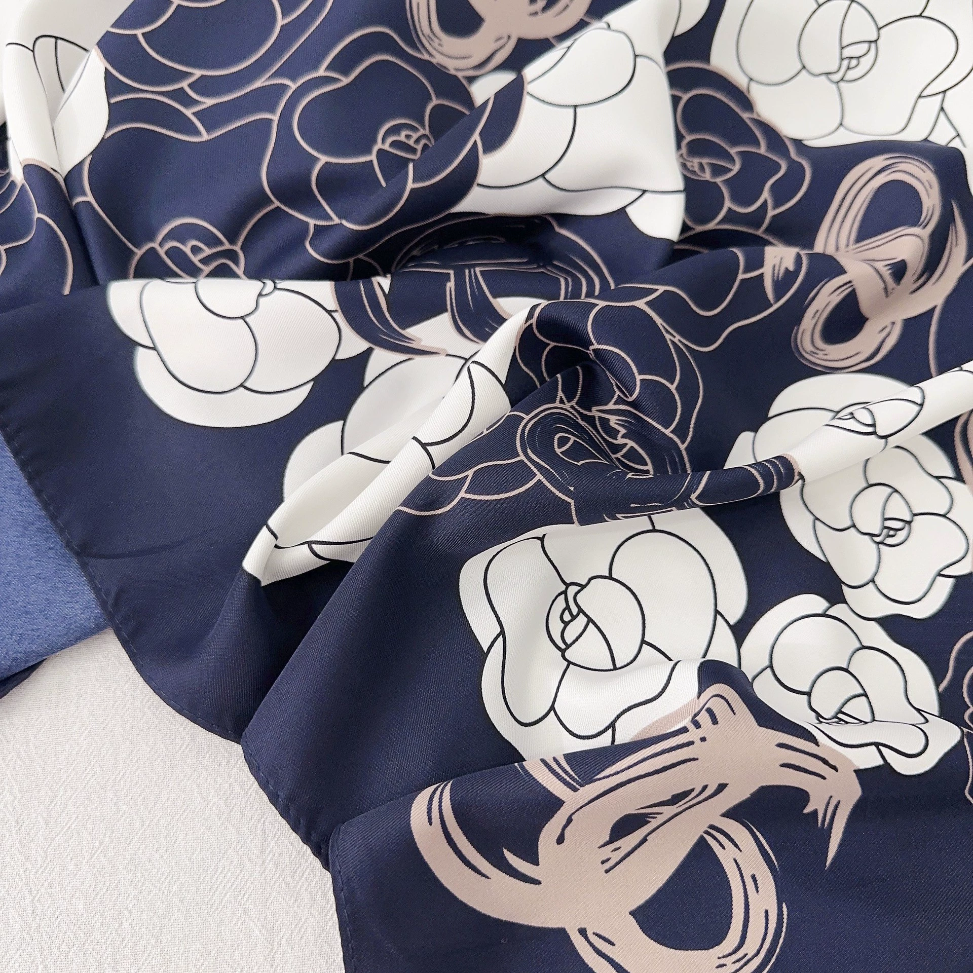 90cm Camellia Print Square Scarf view 3