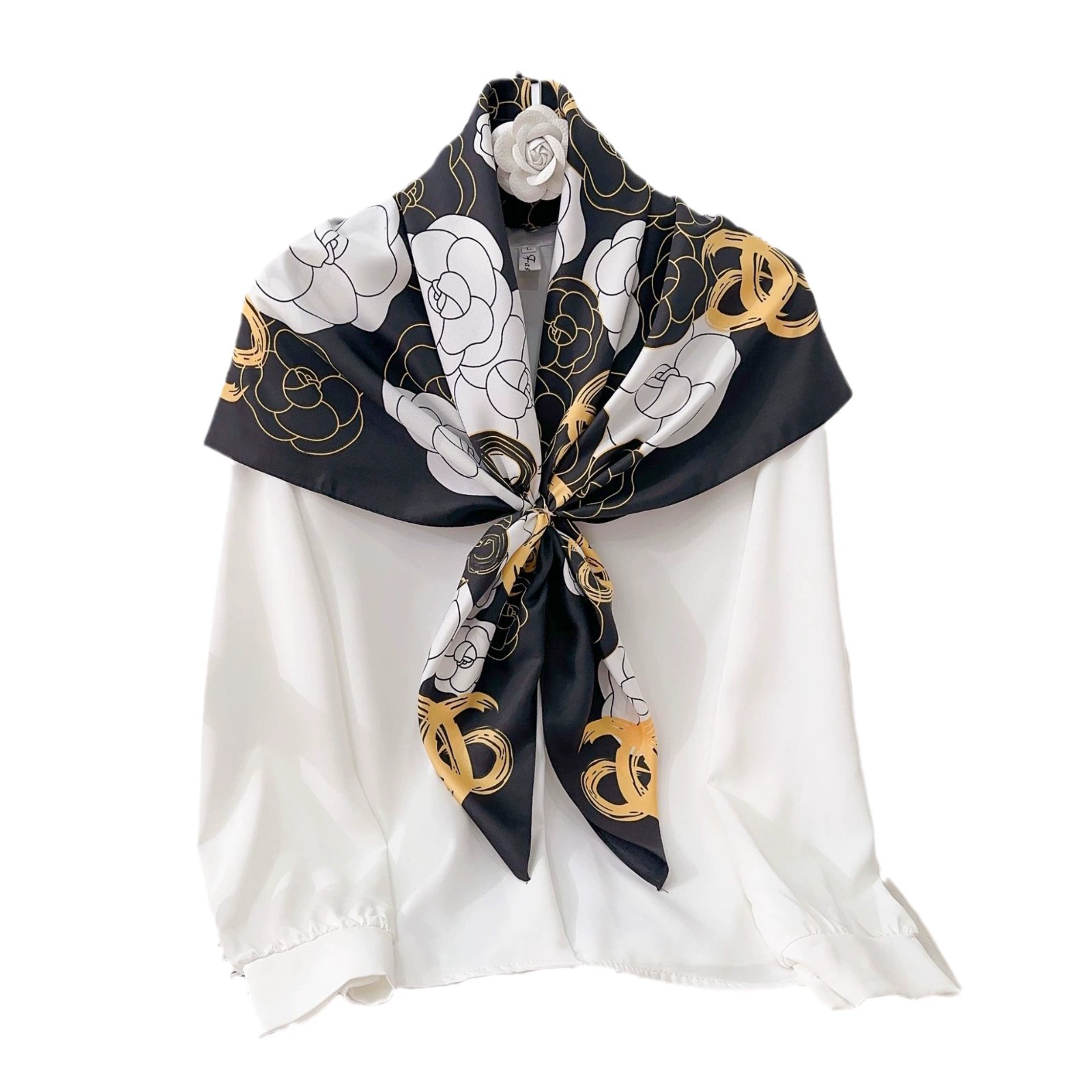 90cm Camellia Print Square Scarf view 5