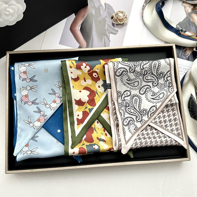 Simulated Silk Long Scarf with Fringe view 2