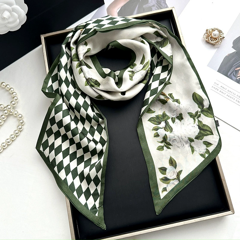 Simulated Silk Long Scarf with Fringe view 3