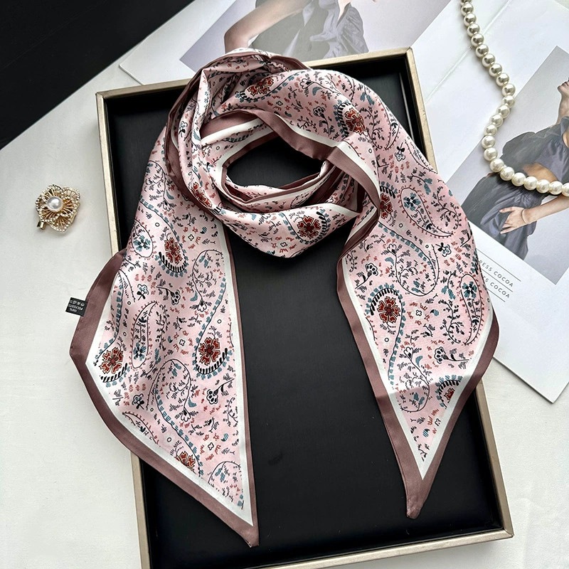 Simulated Silk Long Scarf with Fringe view 4