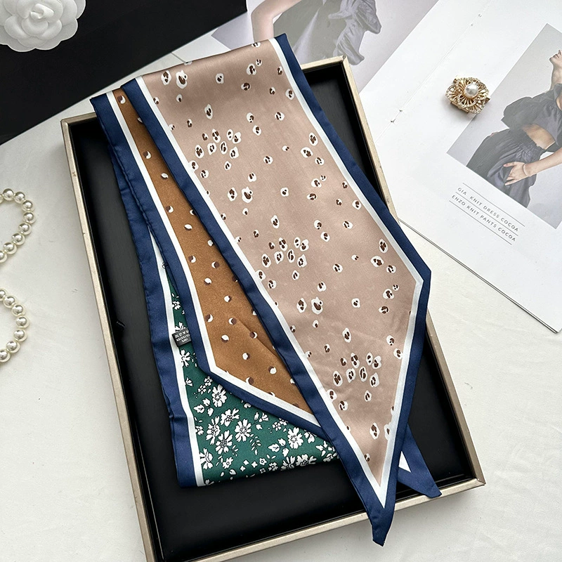 Simulated Silk Long Scarf with Fringe view 6