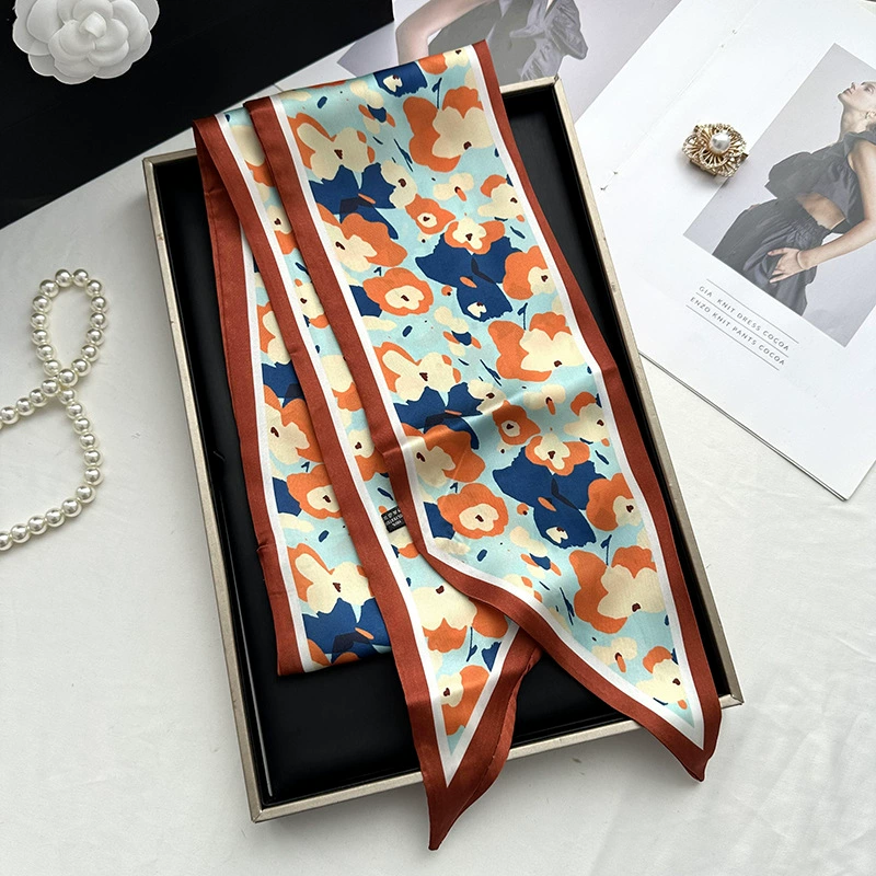 Simulated Silk Long Scarf with Fringe view 8