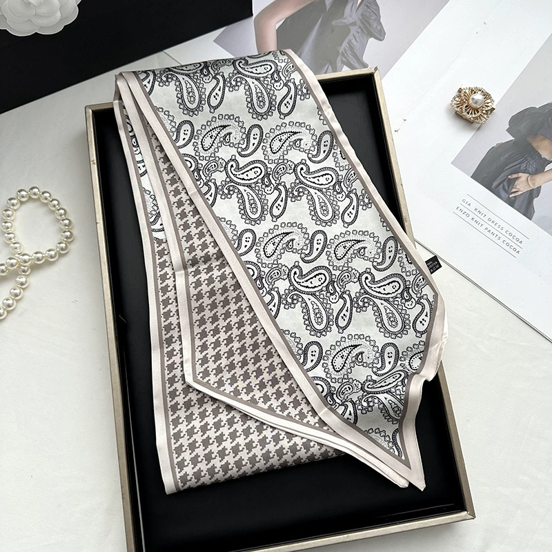 Simulated Silk Long Scarf with Fringe view 10