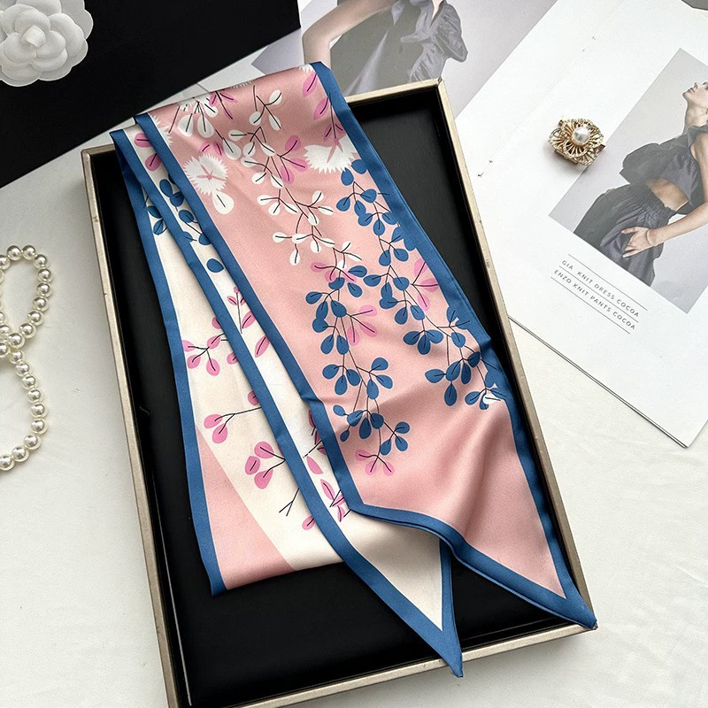 Simulated Silk Long Scarf with Fringe view 12