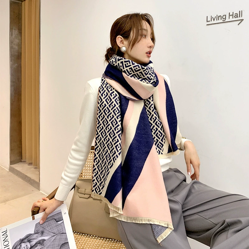 Faux Cashmere Scarf with Letter F view 3