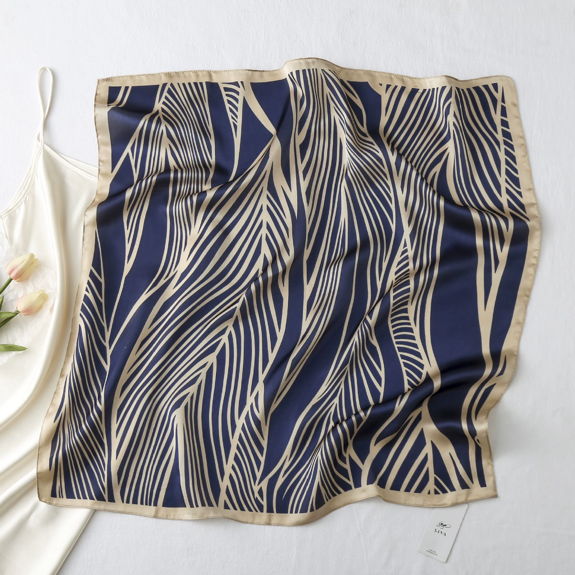 70cm Stripe Print Small Square Scarf view 4